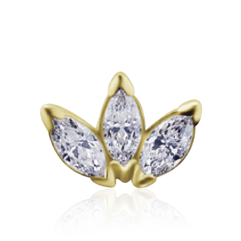 PB Triple Marquise CZ End Push Pin /YG