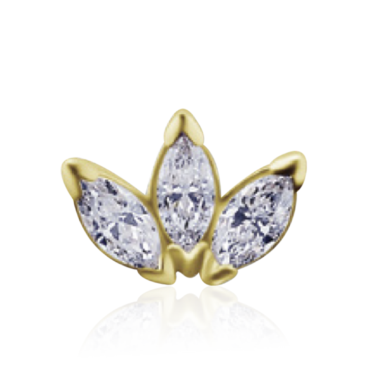 PB Triple Marquise CZ End Push Pin /YG