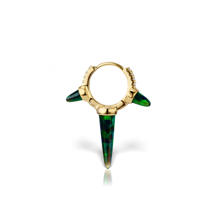 8mm Triple Long Black Opal Spike Diamond Eternity Clicker /YG