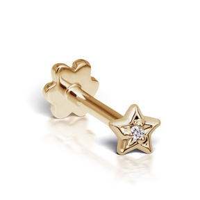 3mm Diamond Solitaire Star Threaded Stud /YG