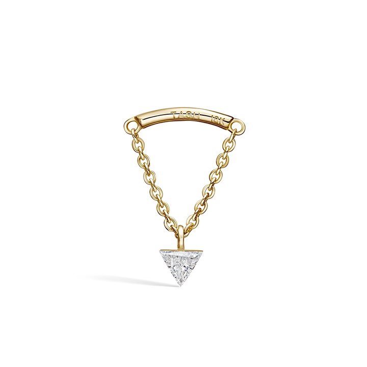 3mm Invisible Set Triangle Diamond Drape Threaded Stud Earring /YG