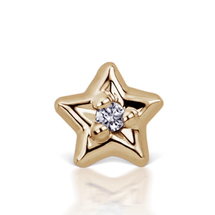 3mm Diamond Solitaire Star Threaded Stud /YG