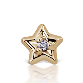 3mm Diamond Solitaire Star Threaded Stud /YG