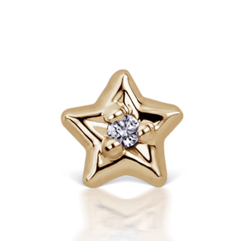 3mm Diamond Solitaire Star Threaded Stud /YG