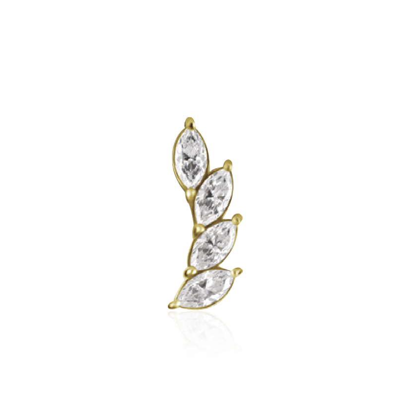 PB Marquise Feather CZ End Push Pin LEFT /YG