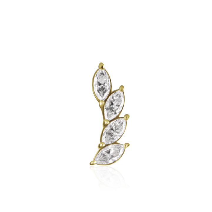PB Marquise Feather CZ End Push Pin LEFT /YG