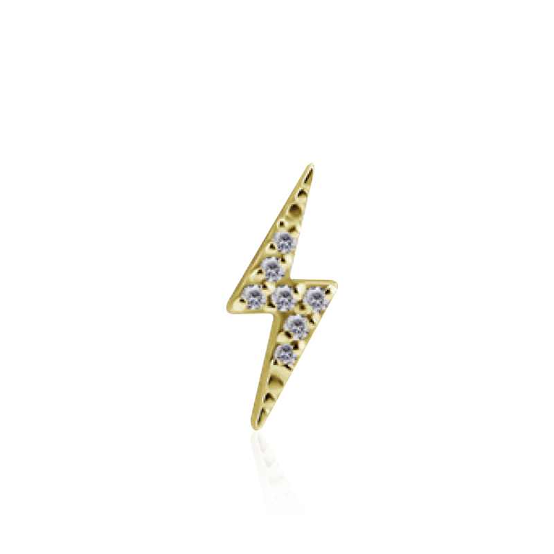 PB 10mm Lightning Bolt CZ Threaded Stud LEFT /YG