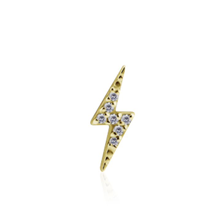 PB 10mm Lightning Bolt CZ Threaded Stud LEFT /YG
