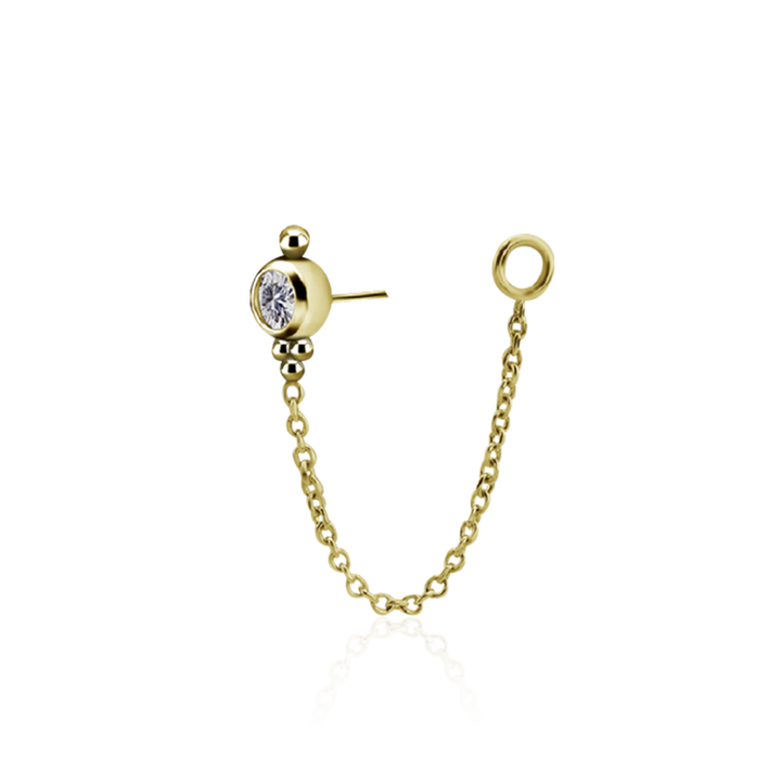 PB 3 Dots Bezel CZ Chain Set Push Pin End /YG