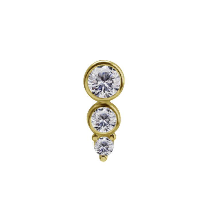 PB Triple Bezel Threaded Stud /YG