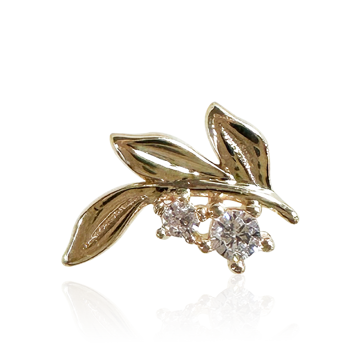 PB Leaf CZ Push Pin /YG