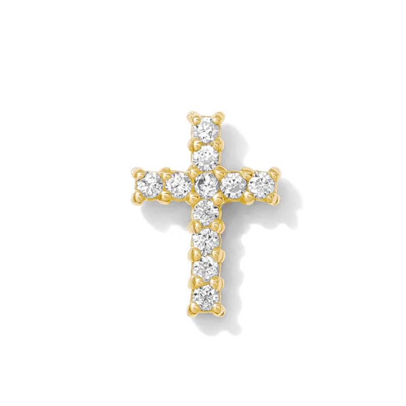 Pave Cross CZ Pin /YG