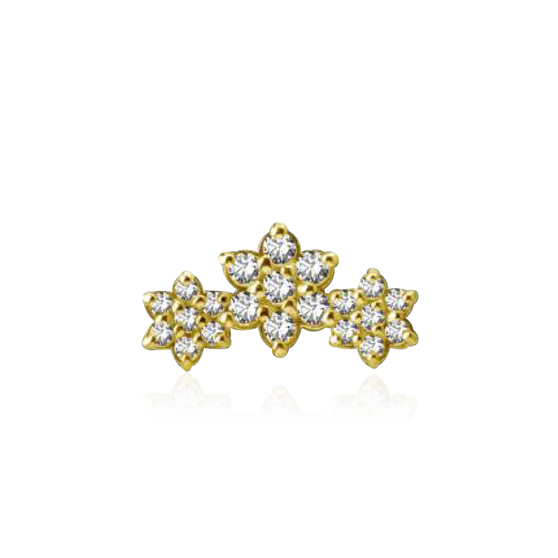 PB 3 Flower Cluster Threaded Stud /YG