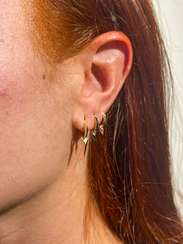 6.5mm Faceted Single Short Spike Hoop Earring /YG