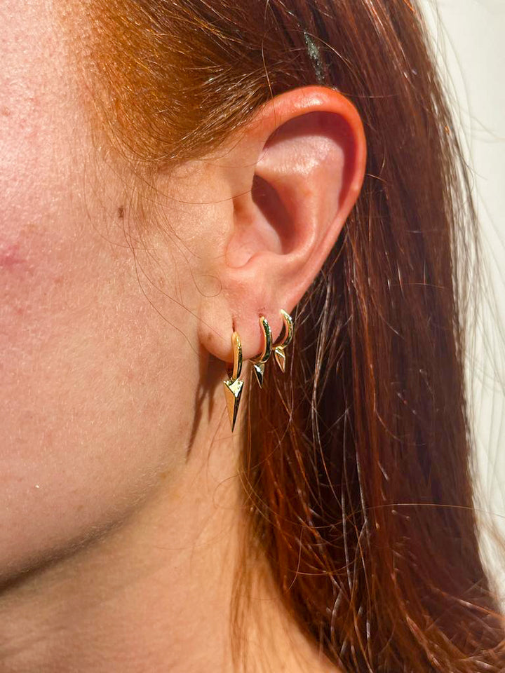 6.5mm Faceted Single Short Spike Hoop Earring /YG