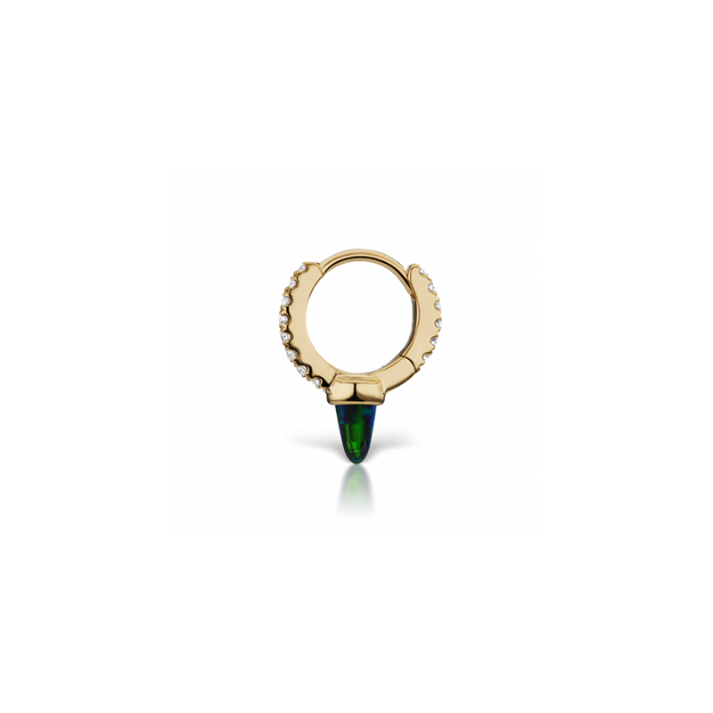6.5mm Single Short Black Opal Spike Diamond Eternity Clicker /YG