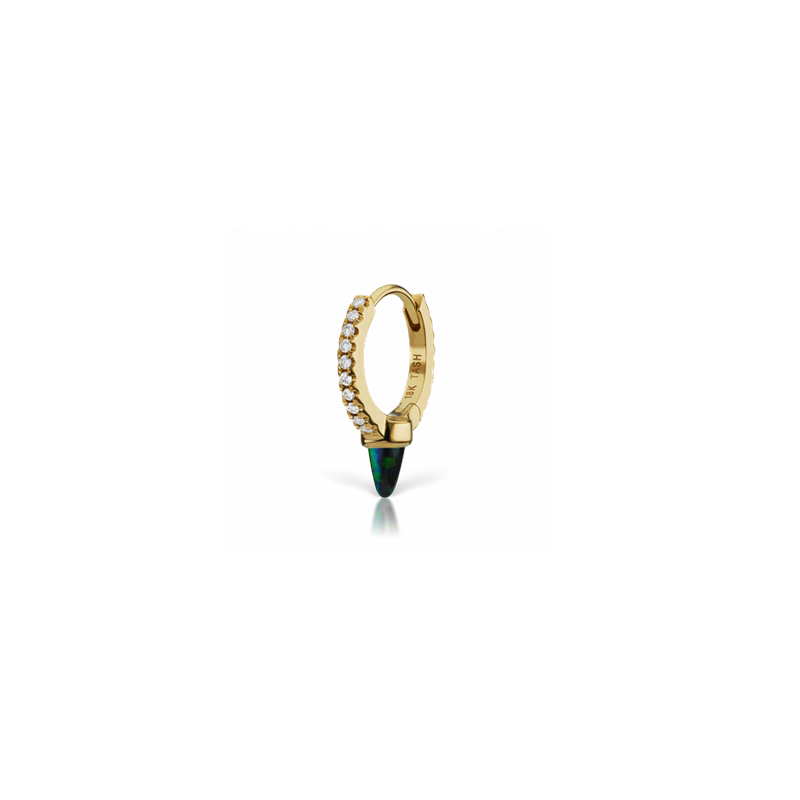 8mm Single Short Black Opal Spike Diamond Eternity Clicker /YG