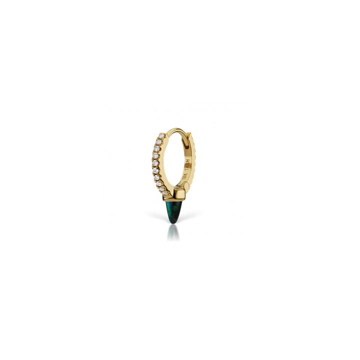 8mm Single Short Black Opal Spike Diamond Eternity Clicker /YG