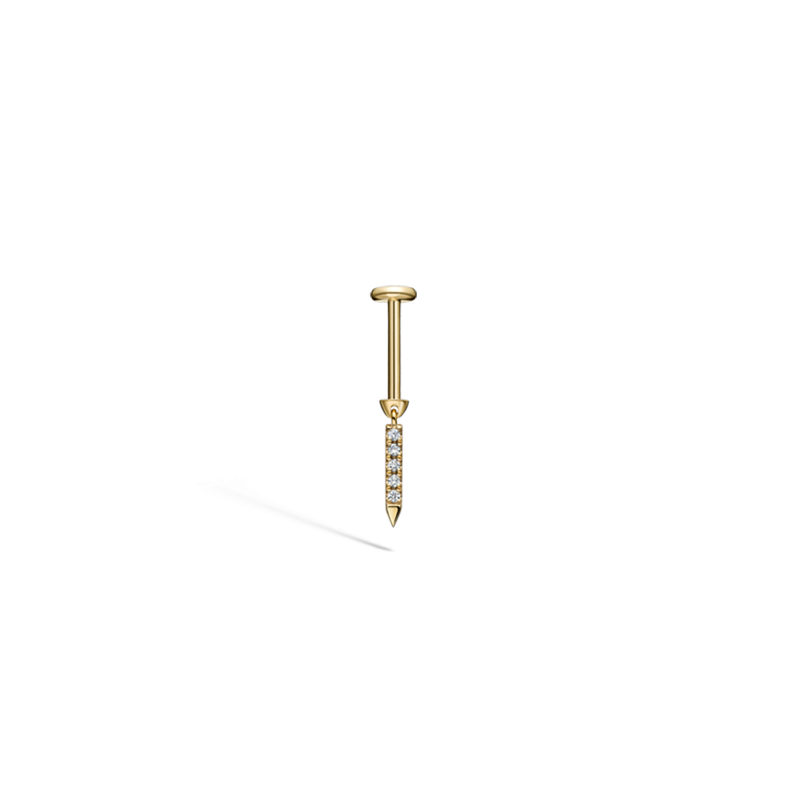 7mm Diamond Eternity Bar Threaded Charm Earring /YG