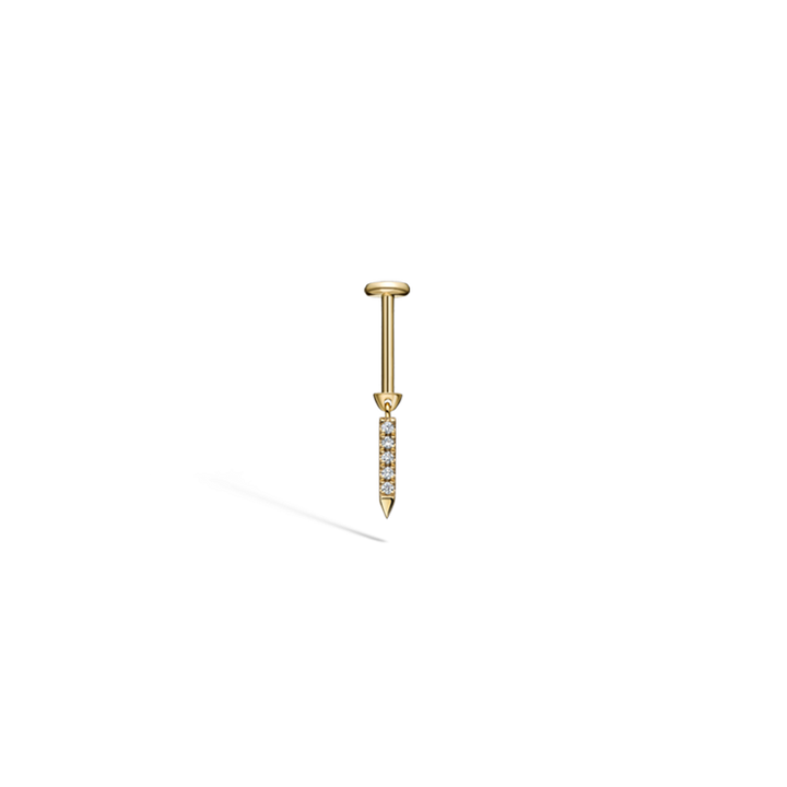 7mm Diamond Eternity Bar Threaded Charm Earring /YG