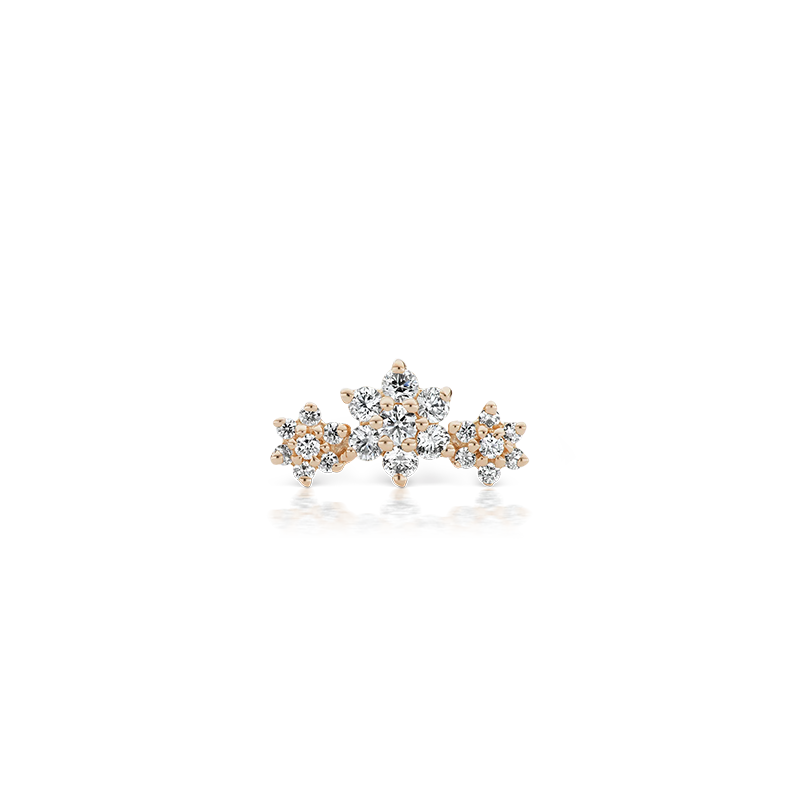 Three Flower Garland Diamond Stud /RG
