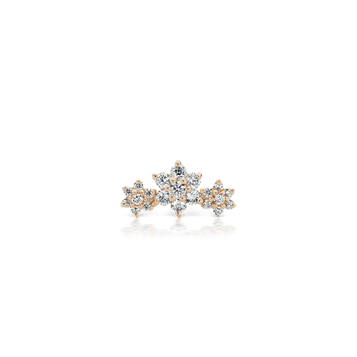 Three Flower Garland Diamond Stud /RG