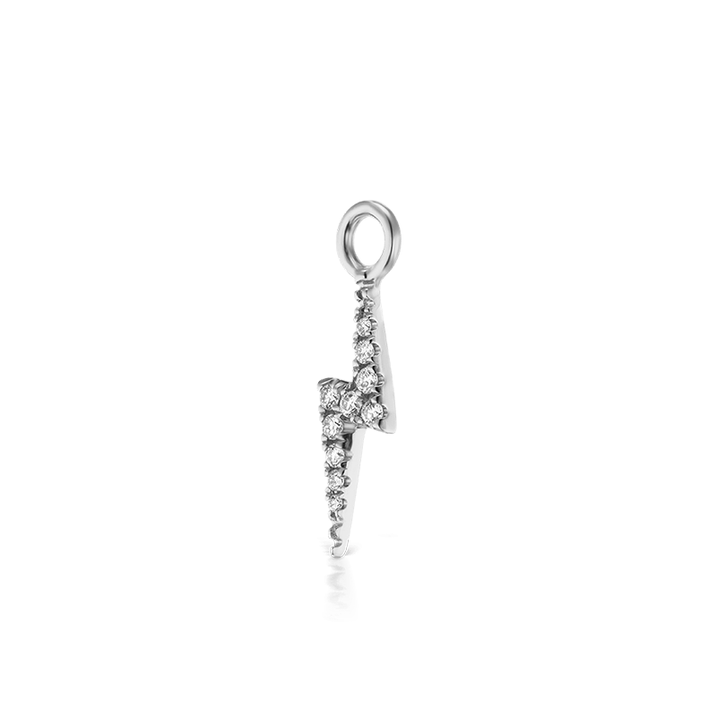 Diamond Lightning Bolt Charm /WG
