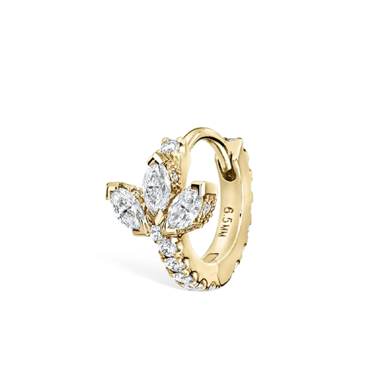 6.5mm Diamond Lotus Eternity Hoop Earring /YG