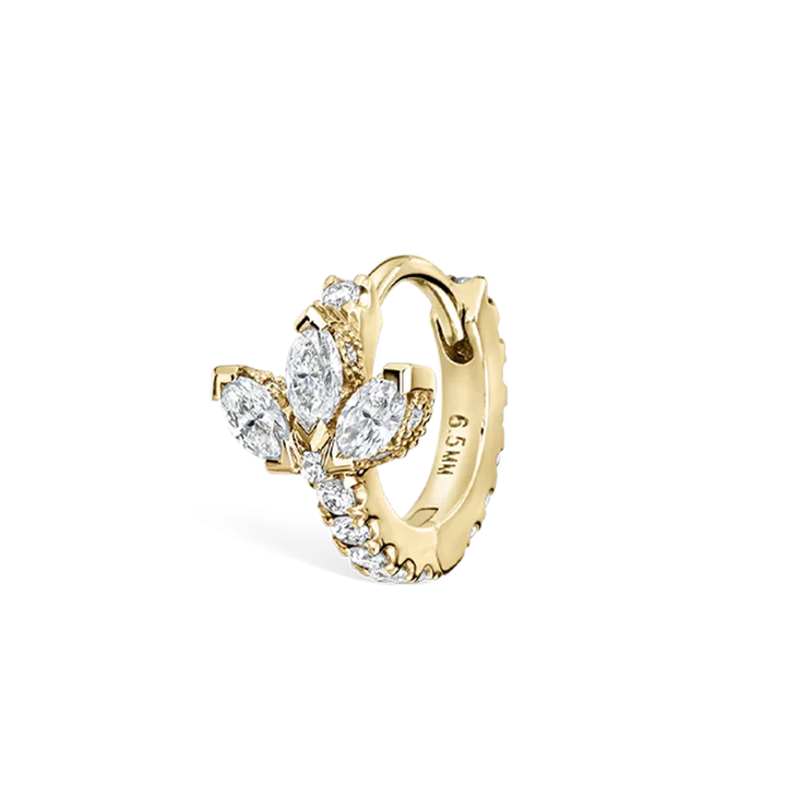 6.5mm Diamond Lotus Eternity Hoop Earring /YG