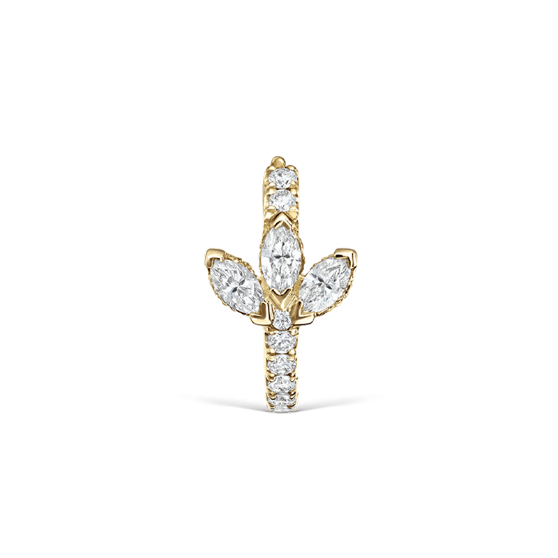 8mm Diamond Lotus Eternity Hoop Earring /YG