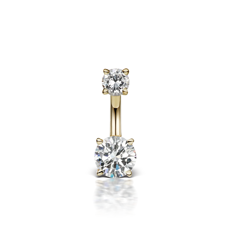 9.5mm 4-6 Cubic Zirconia Prong Solitaire Barbell /YG