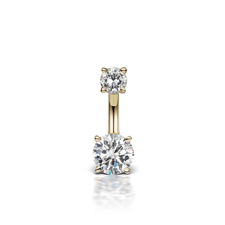 9.5mm 4-6 Cubic Zirconia Prong Solitaire Barbell /YG