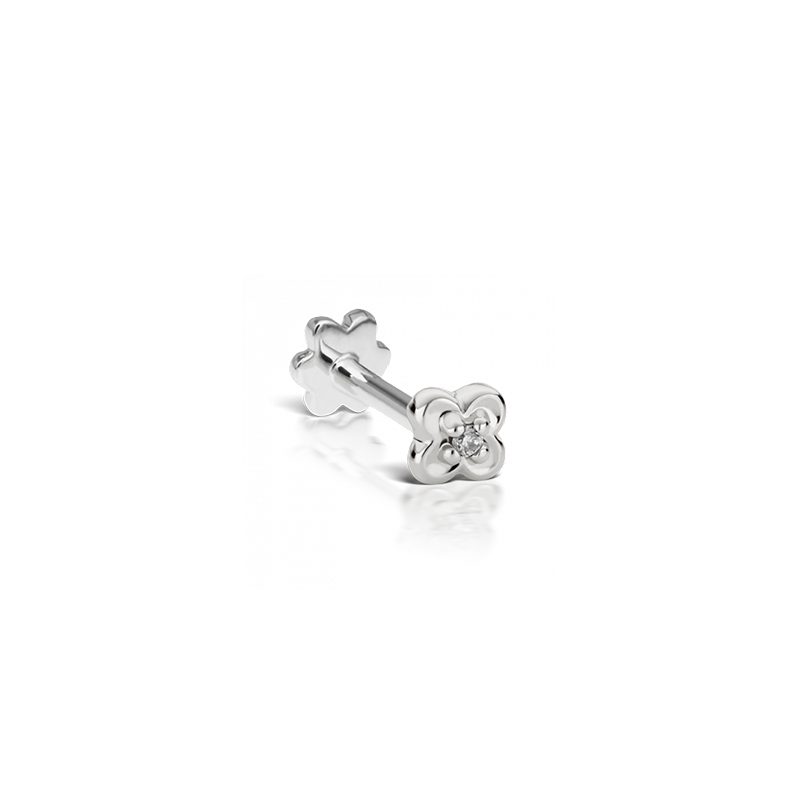 Diamond Lucky Clover Threaded Stud /WG