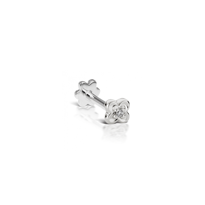 Diamond Lucky Clover Threaded Stud /WG