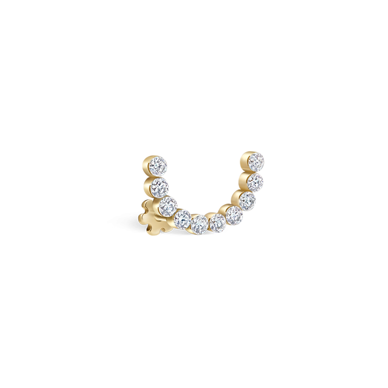 6.5mm Invisible Set Diamond Demi Eternity Threaded Stud /YG