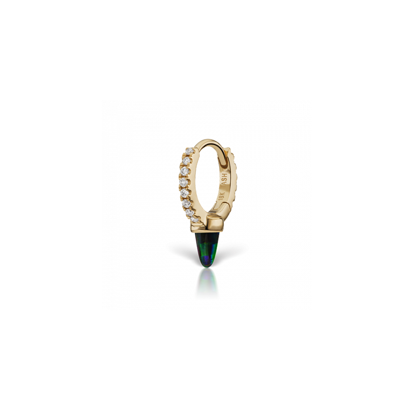 6.5mm Single Short Black Opal Spike Diamond Eternity Clicker /YG