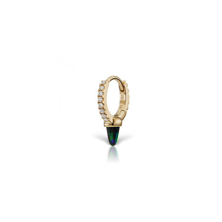 6.5mm Single Short Black Opal Spike Diamond Eternity Clicker /YG