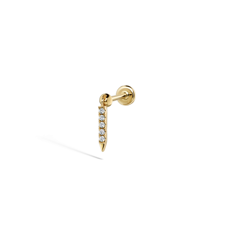 7mm Diamond Eternity Bar Threaded Charm Earring /YG