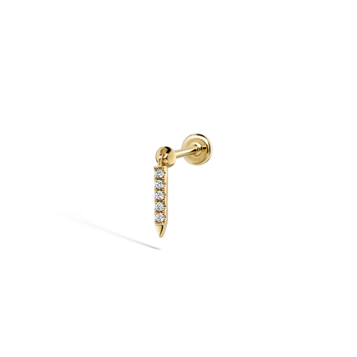 7mm Diamond Eternity Bar Threaded Charm Earring /YG