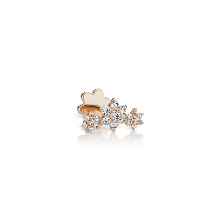 Three Flower Garland Diamond Stud /RG