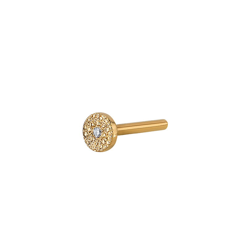 BVLA Threadless Labret Post with Pavé Gem CZ /YG