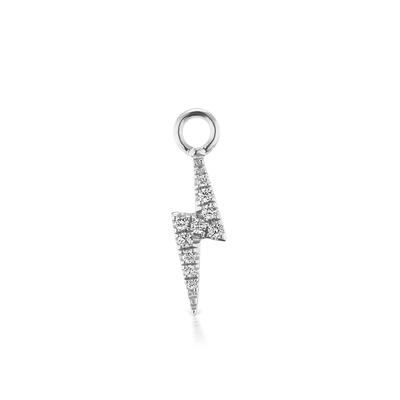 Diamond Lightning Bolt Charm /WG