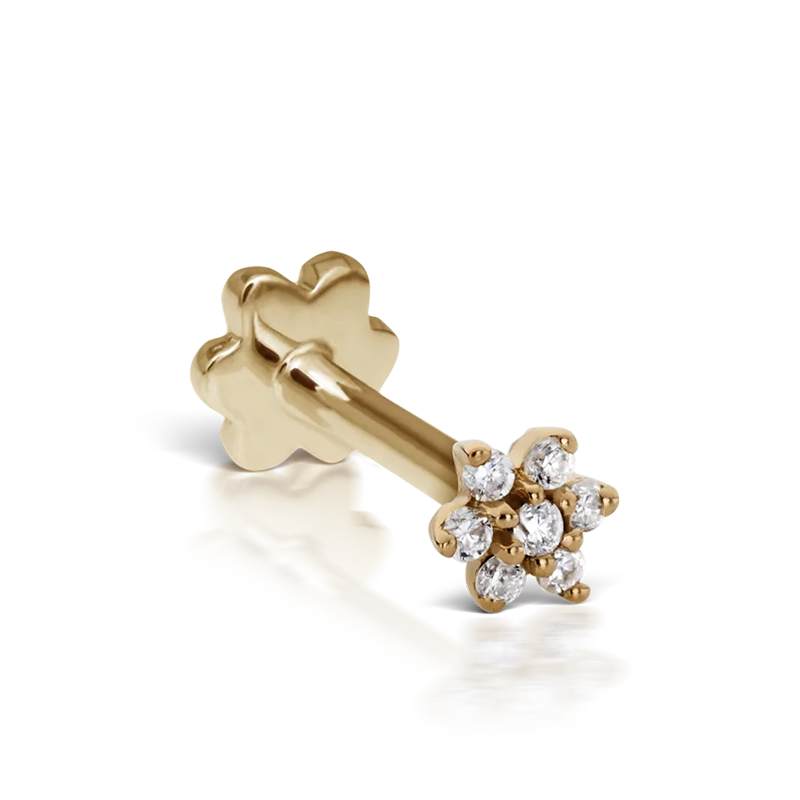 3mm Diamond Flower Threaded Stud /YG