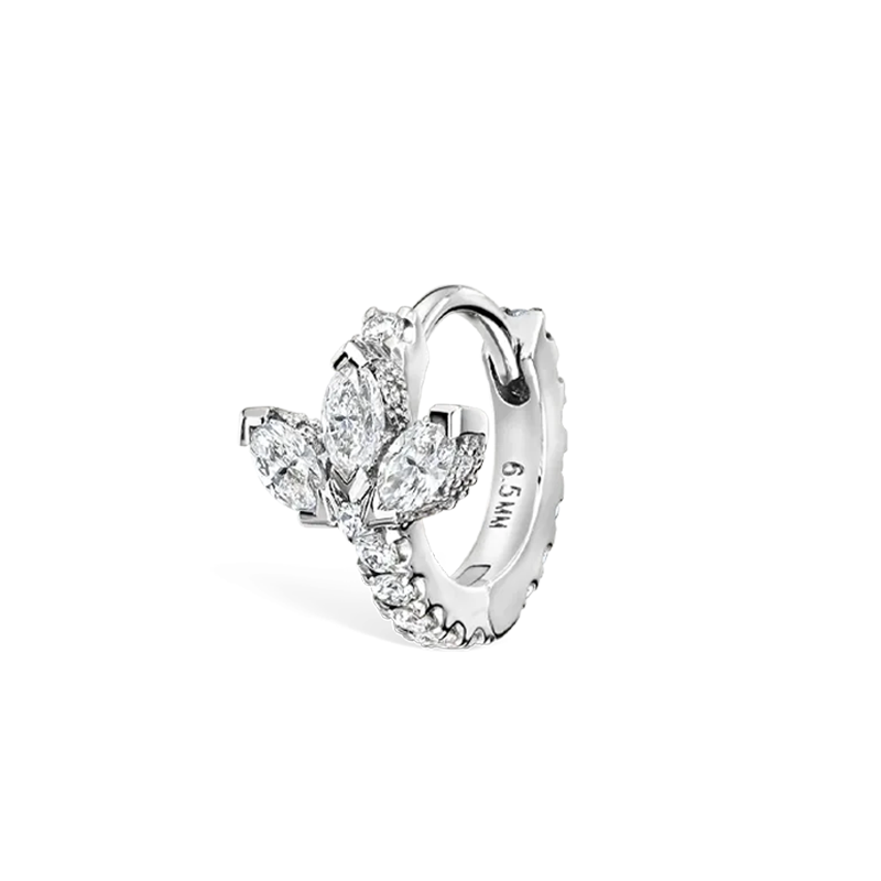 6.5mm Diamond Lotus Eternity Hoop Earring /WG