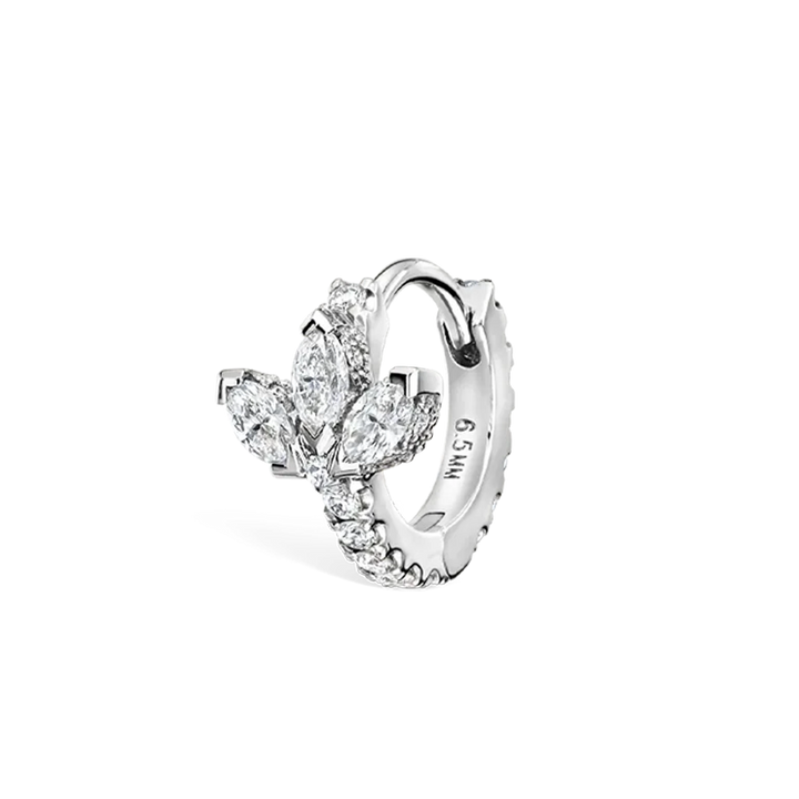 6.5mm Diamond Lotus Eternity Hoop Earring /WG