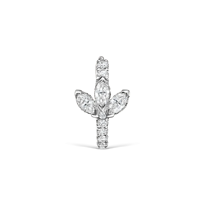 8mm Diamond Lotus Eternity Hoop Earring /WG