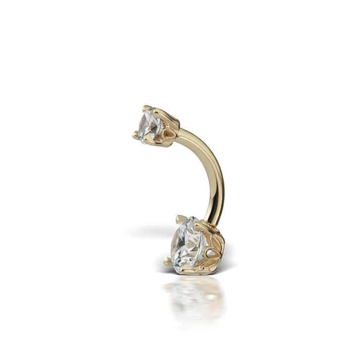 9.5mm 4-6 Cubic Zirconia Prong Solitaire Barbell /YG