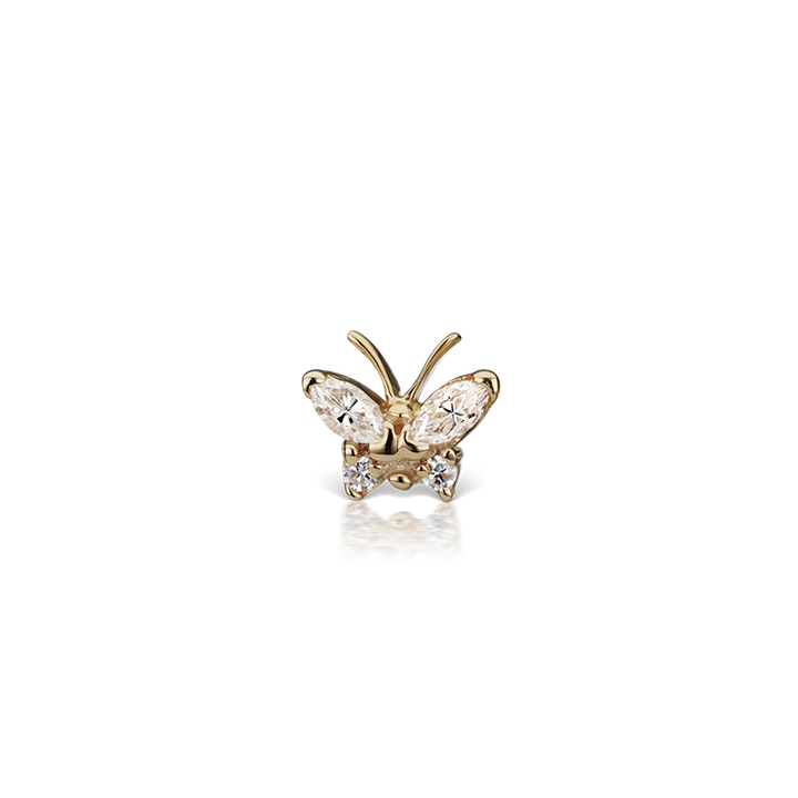 Diamond Marquise Butterfly Threaded Stud /YG