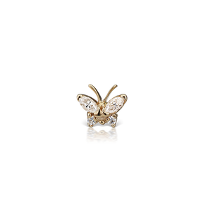 Diamond Marquise Butterfly Threaded Stud /YG