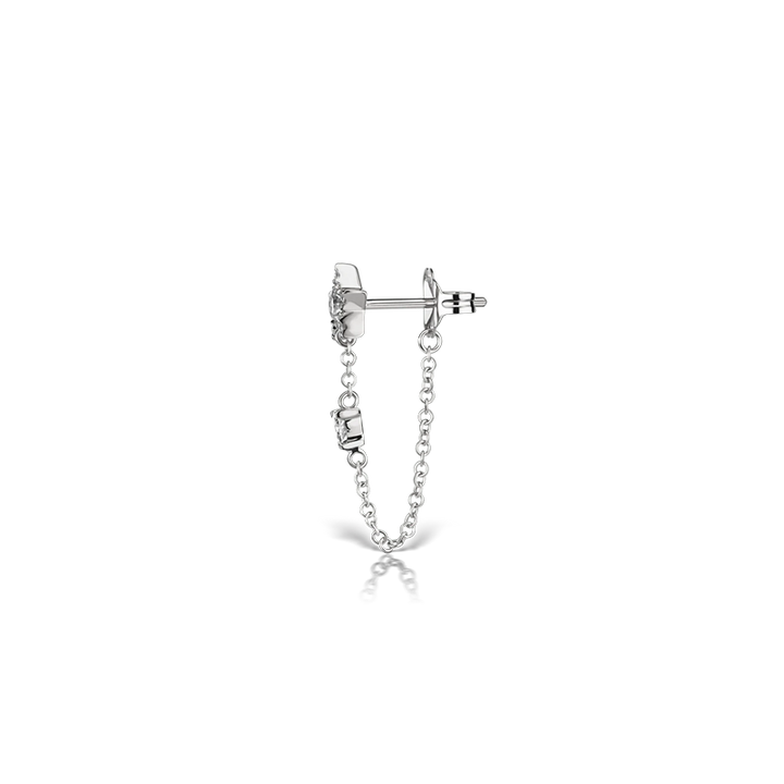 5.5mm Diamond Star and Triangle Chain Wrap Stud Earring /WG